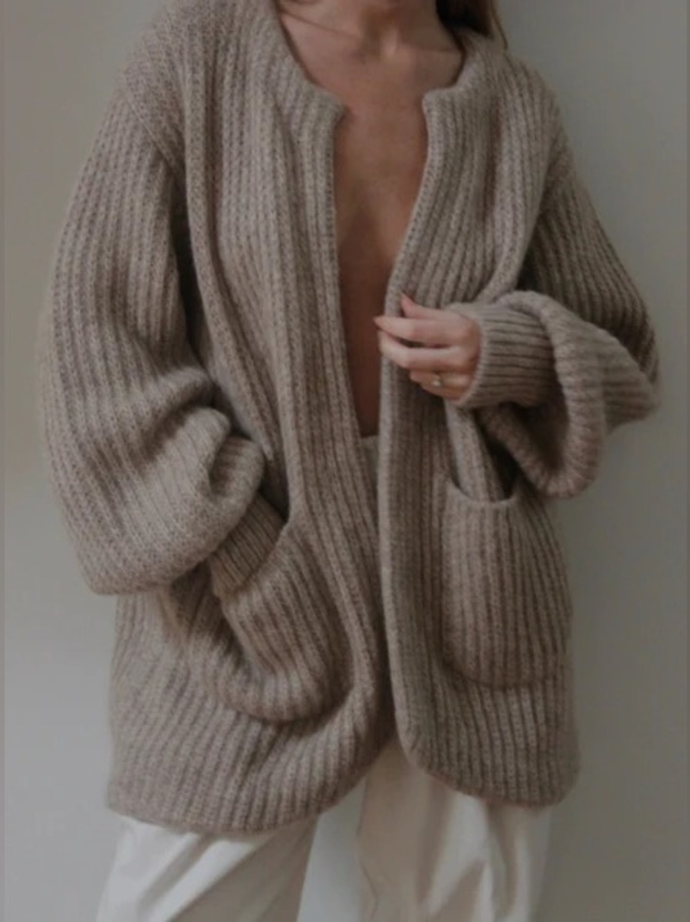 Na Nin Dylan Knitted Alpaca Coat in Oat O/S
